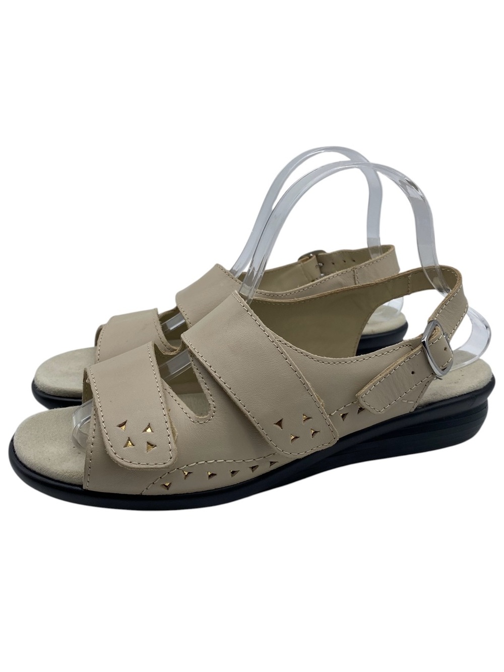 Hotter Womens Shoes Easy Sandals 9 Extra Wide Cream Comfort Leather Slingback